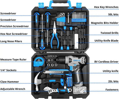 DEKO 126 Piece Cordless Drill Set for Home Use - Smarsty
