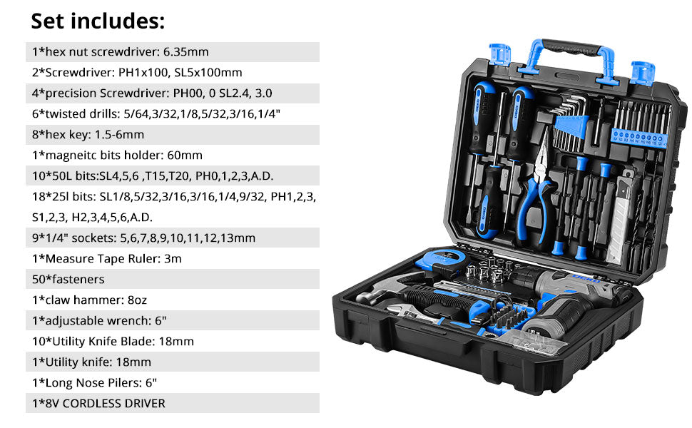 DEKO 126 Piece Cordless Drill Set for Home Use - Smarsty