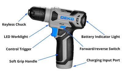 DEKO 126 Piece Cordless Drill Set for Home Use - Smarsty