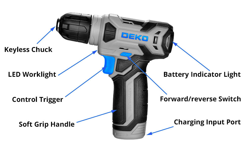 DEKO 126 Piece Cordless Drill Set for Home Use - Smarsty