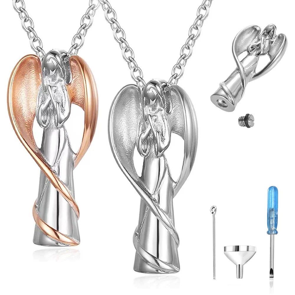 Angel Wing Stainless Steel Cremation Jewelry Necklace - Smarsty