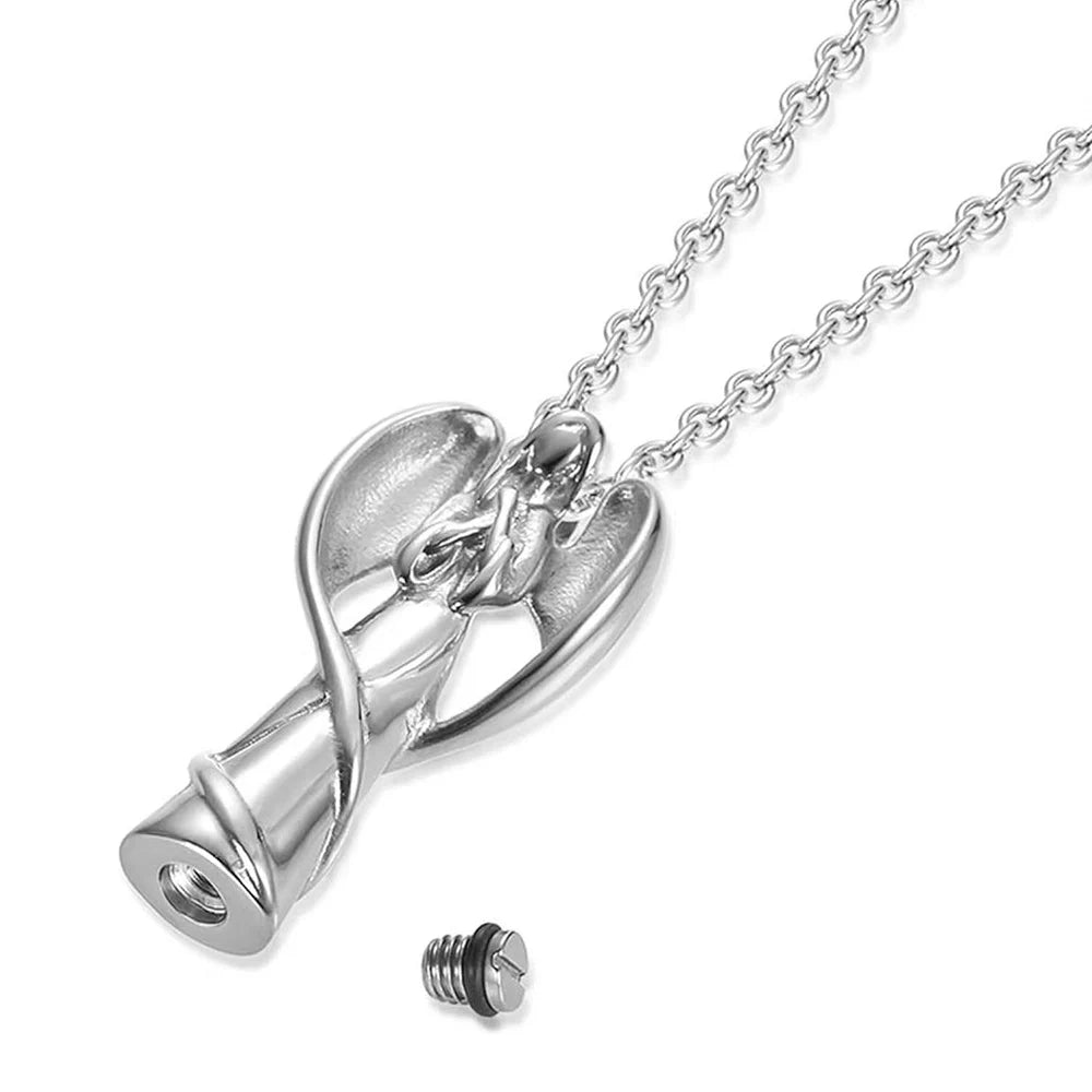Angel Wing Stainless Steel Cremation Jewelry Necklace - Smarsty