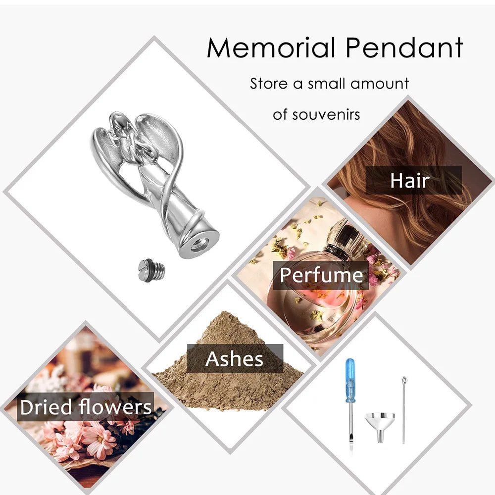 Angel Wing Stainless Steel Cremation Jewelry Necklace - Smarsty