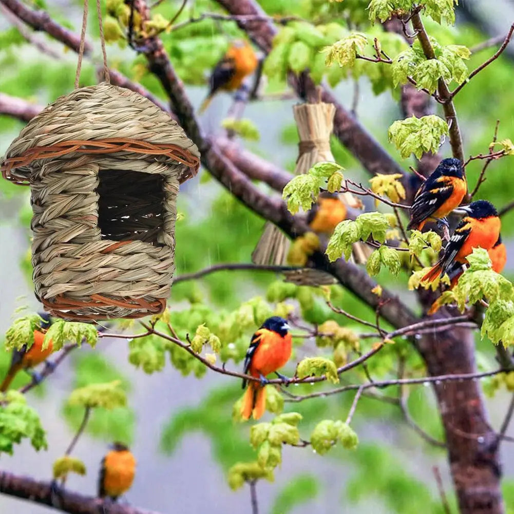 Handwoven Straw Bird Nest for Parrots Outdoor Use - Smarsty