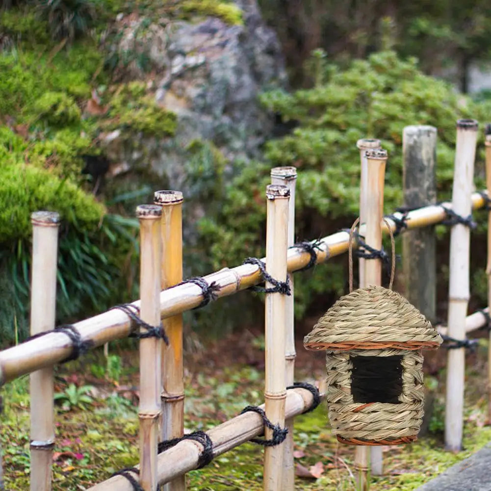 Handwoven Straw Bird Nest for Parrots Outdoor Use - Smarsty
