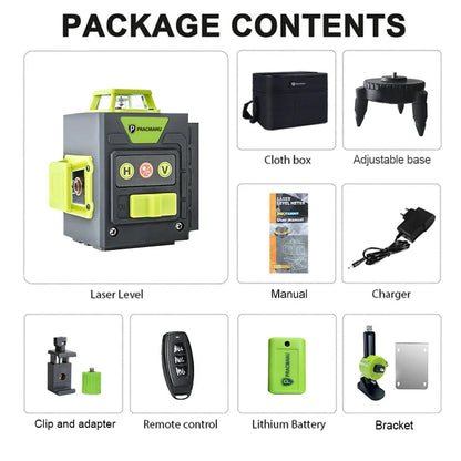 Pracmanu Mini 12 Lines 3D Laser Level with Green Beam - Smarsty