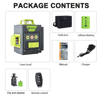 Pracmanu Mini 12 Lines 3D Laser Level with Green Beam - Smarsty