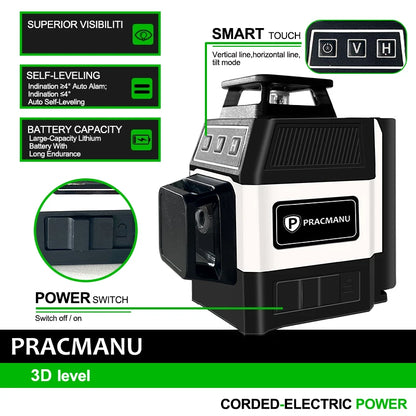Pracmanu Mini Laser Level 12 Lines Self-Leveling Precision - Smarsty