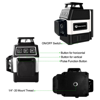 Pracmanu Mini Laser Level 12 Lines Self-Leveling Precision - Smarsty