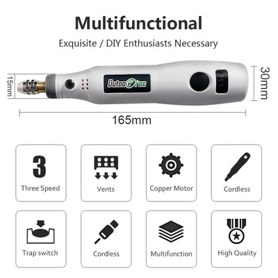 USB Cordless Mini Drill with Variable Speed and Accessories - Smarsty