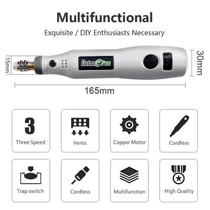 USB Cordless Mini Drill with Variable Speed and Accessories - Smarsty