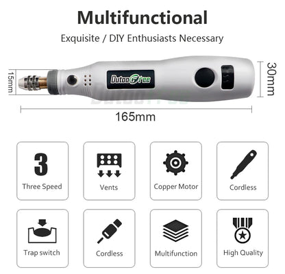 USB Cordless Mini Drill with Variable Speed and Accessories - Smarsty