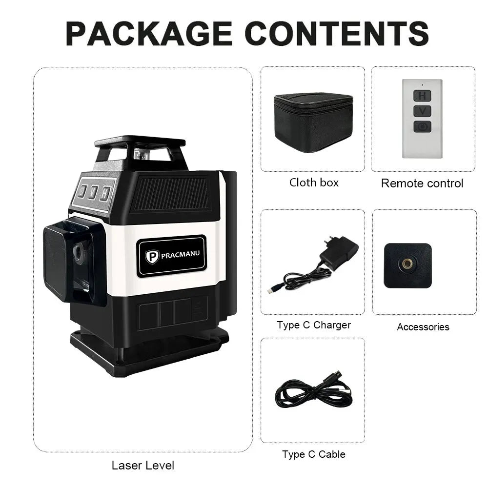 Pracmanu Mini 16 Lines Green Laser Level with Remote Control - Smarsty
