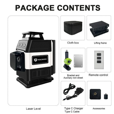 Pracmanu Mini 16 Lines Green Laser Level with Remote Control - Smarsty