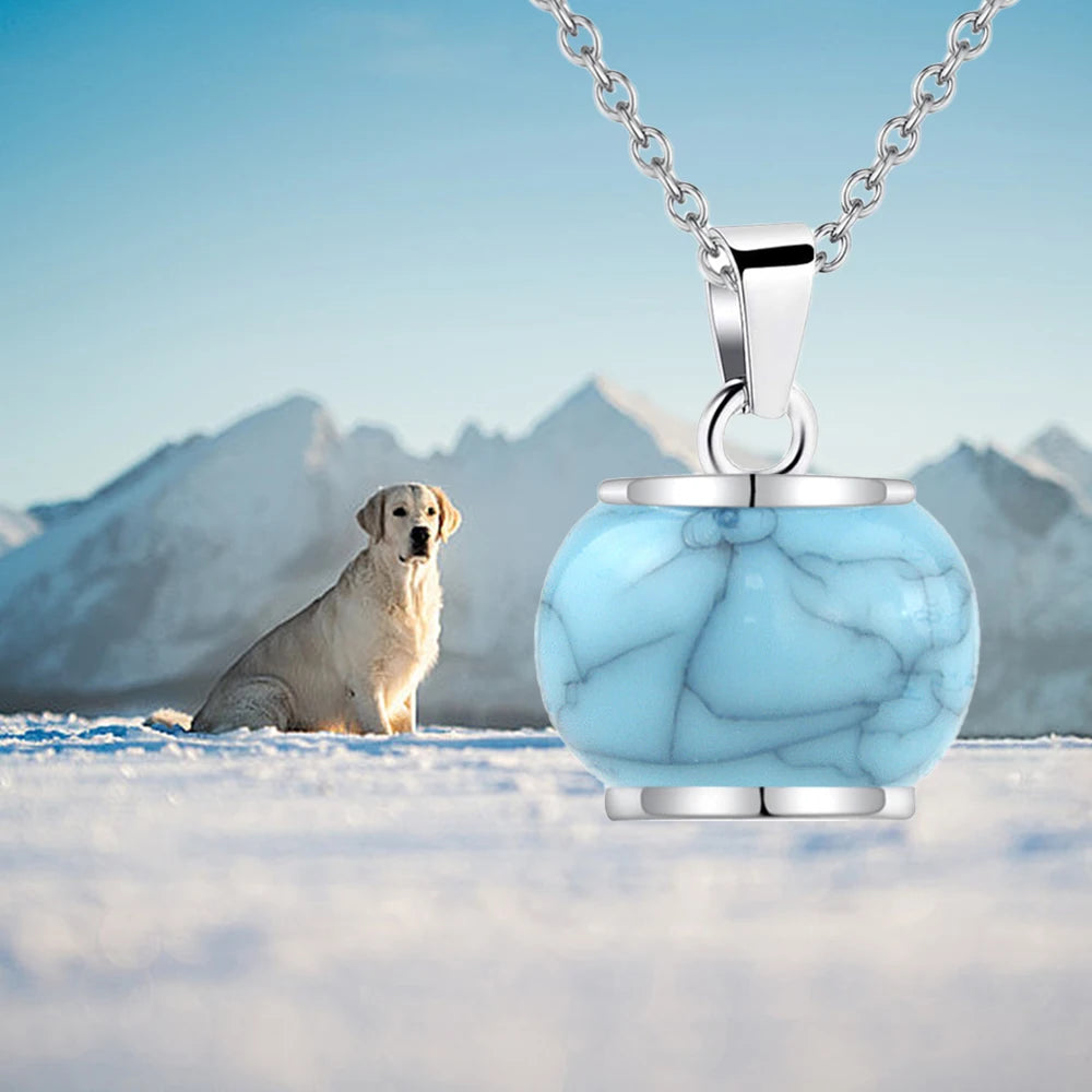 Blue Round Infinity Urn Pendant Cremation Jewelry for Ashes - Smarsty