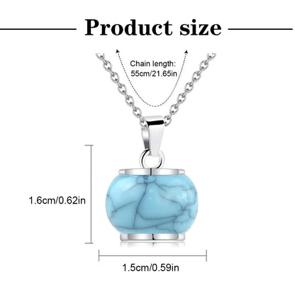 Blue Round Infinity Urn Pendant Cremation Jewelry for Ashes - Smarsty