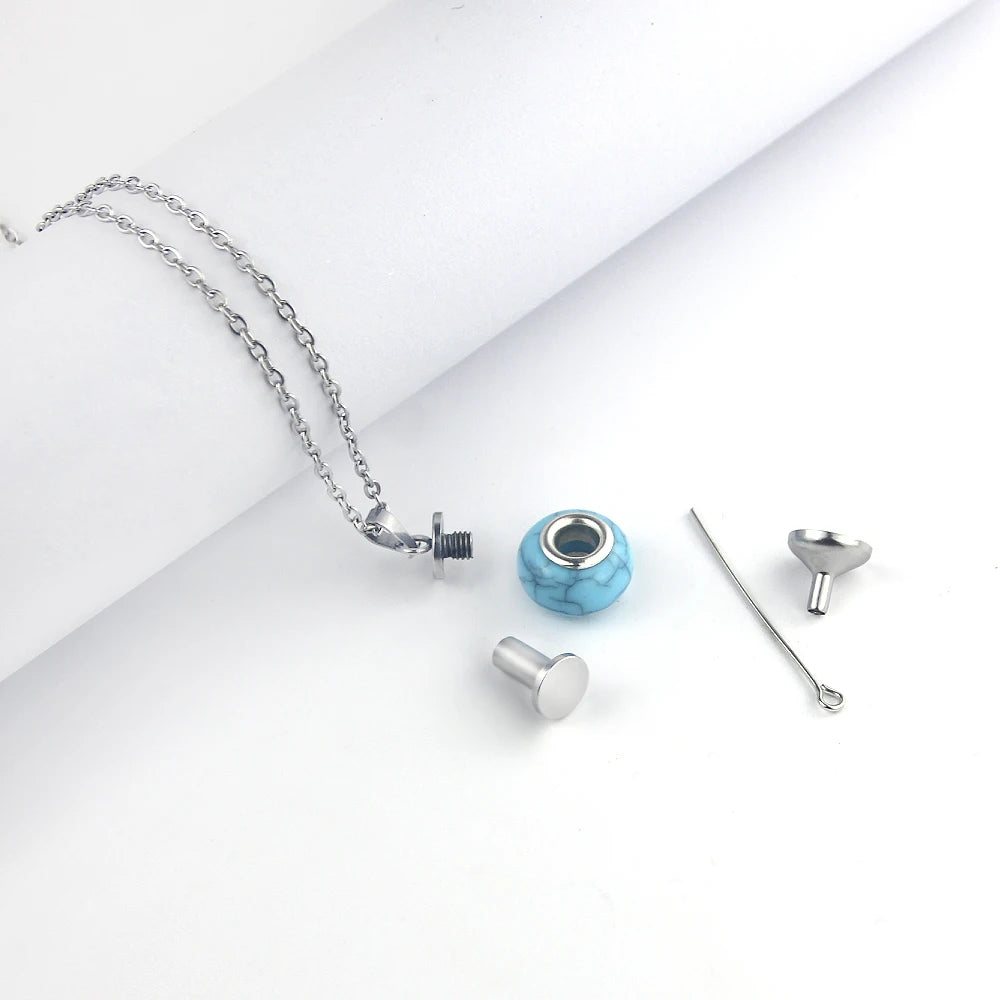 Blue Round Infinity Urn Pendant Cremation Jewelry for Ashes - Smarsty