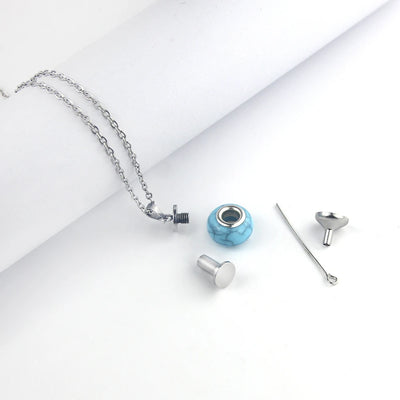 Blue Round Infinity Urn Pendant Cremation Jewelry for Ashes - Smarsty