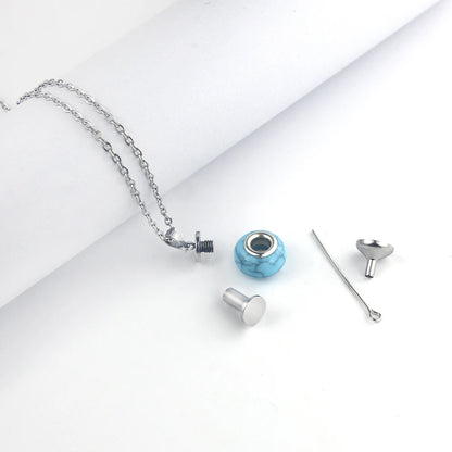 Blue Round Infinity Urn Pendant Cremation Jewelry for Ashes - Smarsty