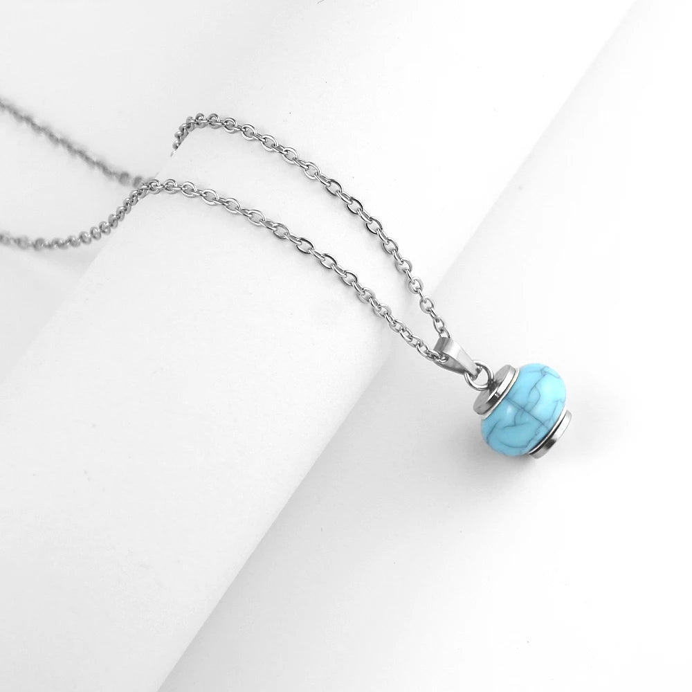 Blue Round Infinity Urn Pendant Cremation Jewelry for Ashes - Smarsty