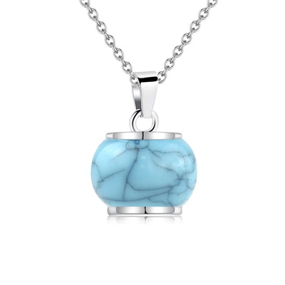 Blue Round Infinity Urn Pendant Cremation Jewelry for Ashes - Smarsty