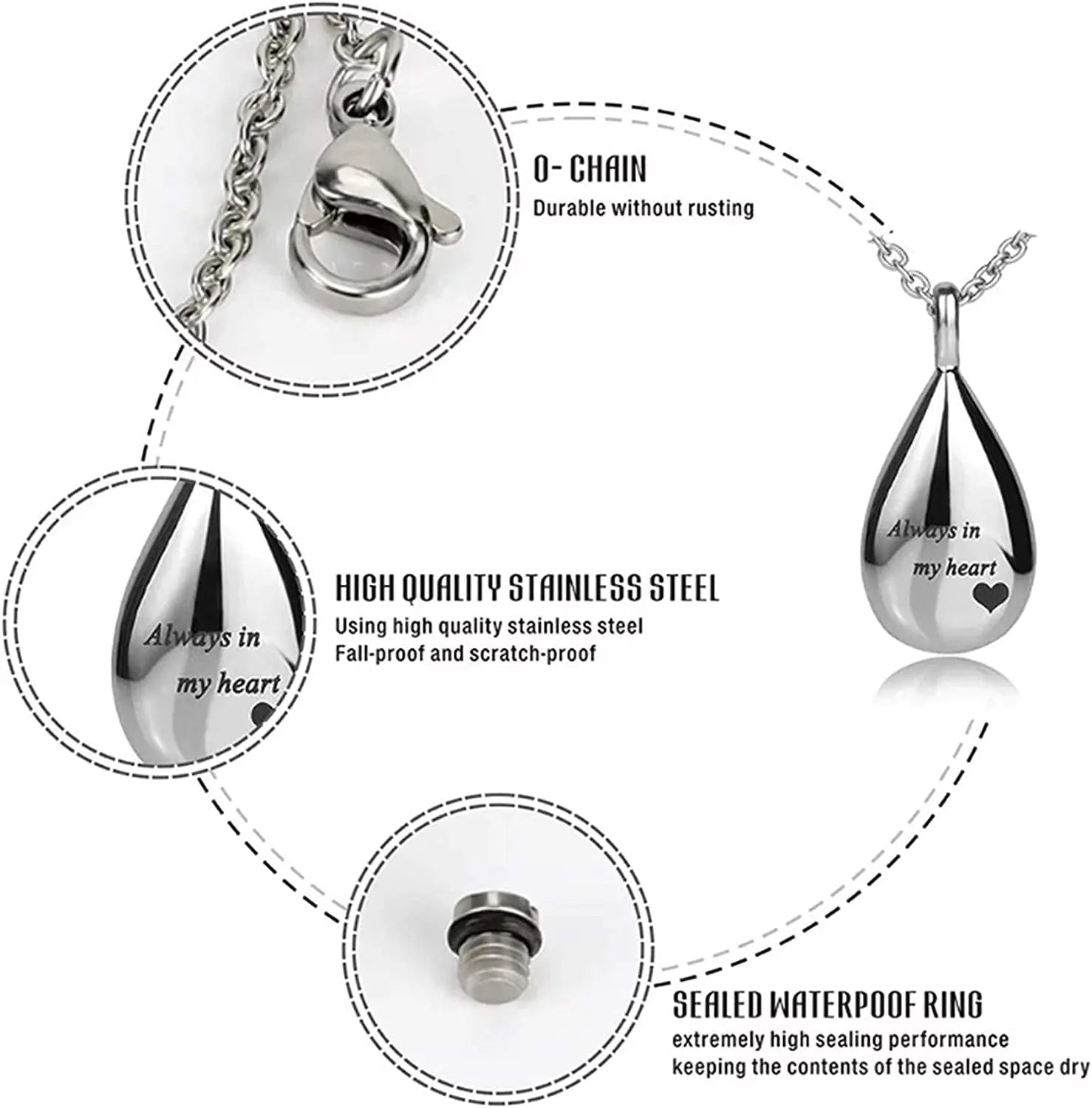 Teardrop Ashes Necklace Elegant Cremation Jewelry - Smarsty