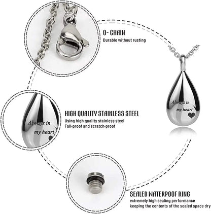 Teardrop Ashes Necklace Elegant Cremation Jewelry - Smarsty