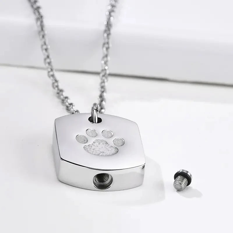 Cremation Jewelry Paw Print Urn Necklace for Pets - Smarsty