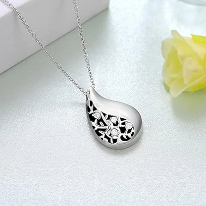 Cremation Jewelry Teardrop Urn Necklace for Ashes - Smarsty