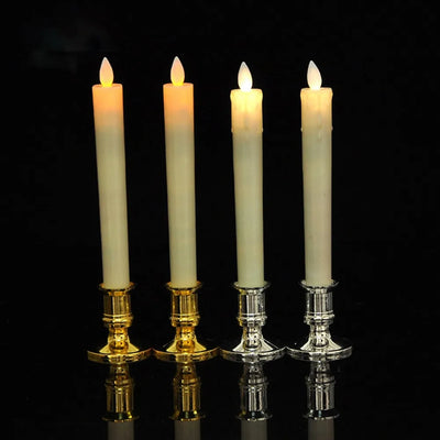 Silver Gold Taper Candle Holders Set for Elegant Home Decor - Smarsty