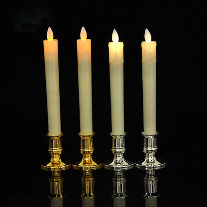 Silver Gold Taper Candle Holders Set for Elegant Home Decor - Smarsty
