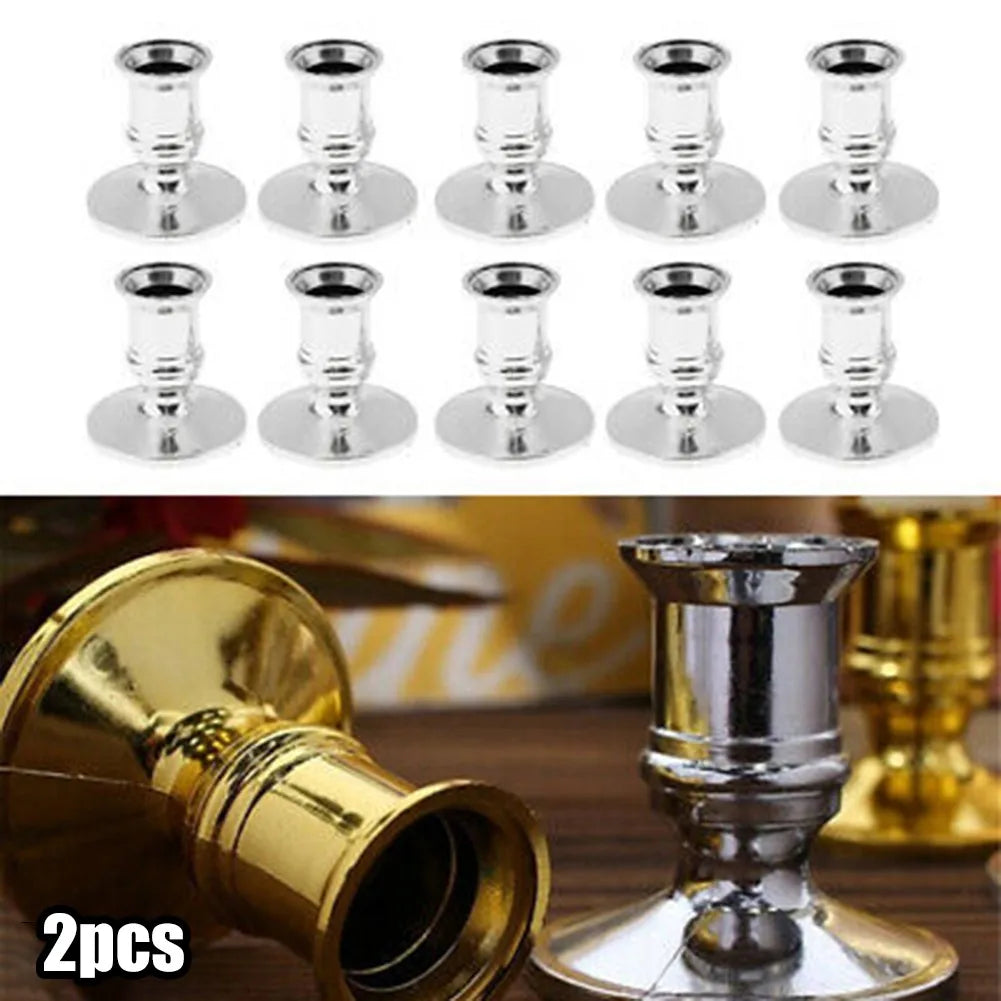 Silver Gold Taper Candle Holders Set for Elegant Home Decor - Smarsty