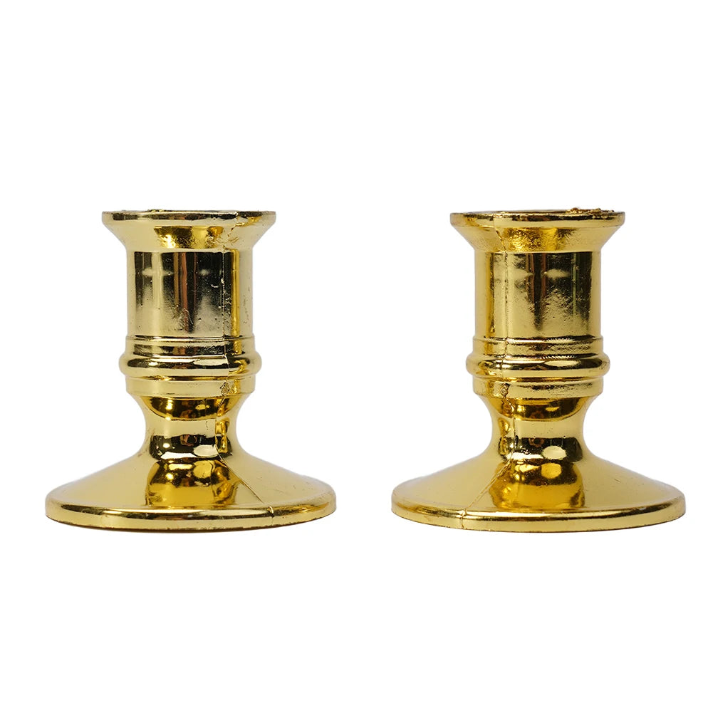 Silver Gold Taper Candle Holders Set for Elegant Home Decor - Smarsty