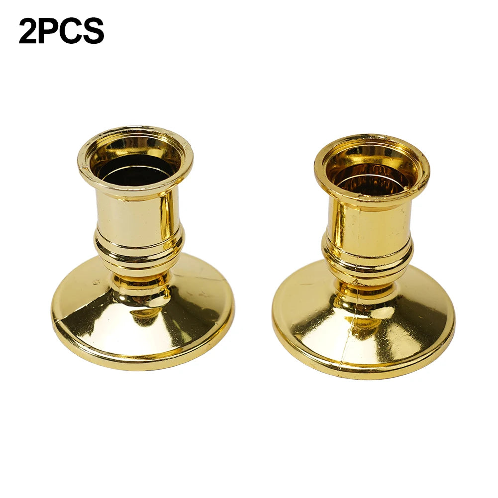 Silver Gold Taper Candle Holders Set for Elegant Home Decor - Smarsty