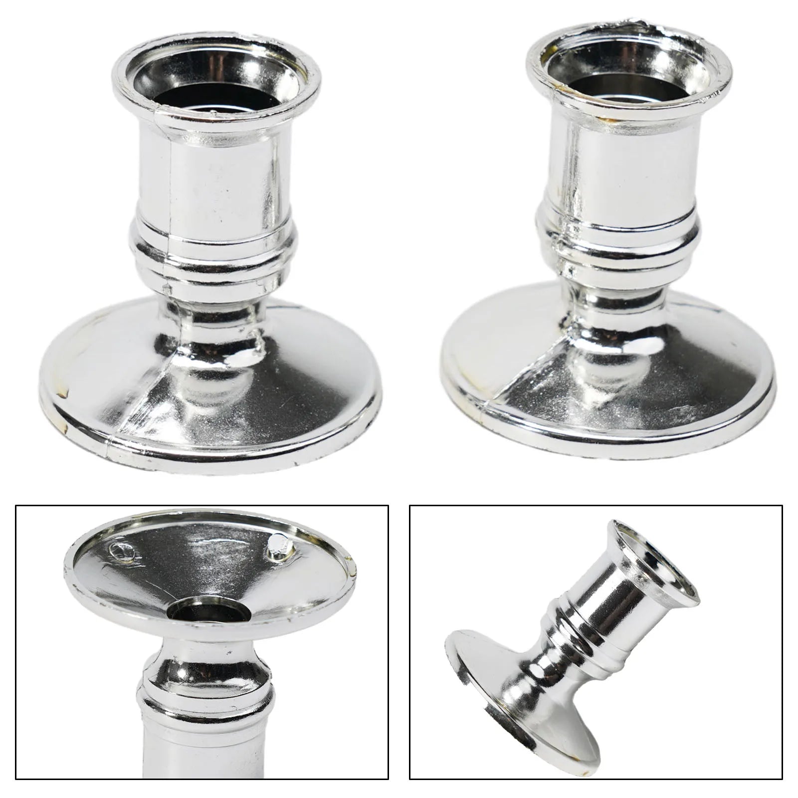Silver Gold Taper Candle Holders Set for Elegant Home Decor - Smarsty
