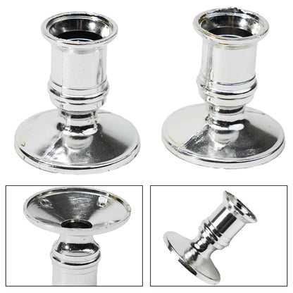 Silver Gold Taper Candle Holders Set for Elegant Home Decor - Smarsty