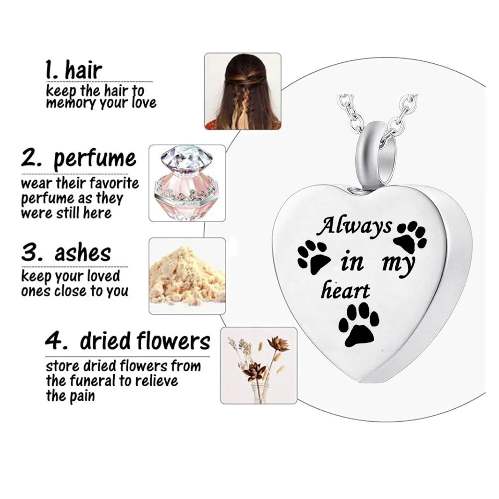 Stainless Steel Heart Cremation Jewelry for Pet Ashes - Smarsty