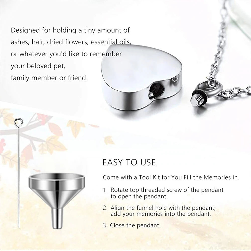 Stainless Steel Heart Cremation Jewelry for Pet Ashes - Smarsty