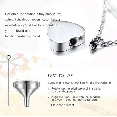 Stainless Steel Heart Cremation Jewelry for Pet Ashes - Smarsty