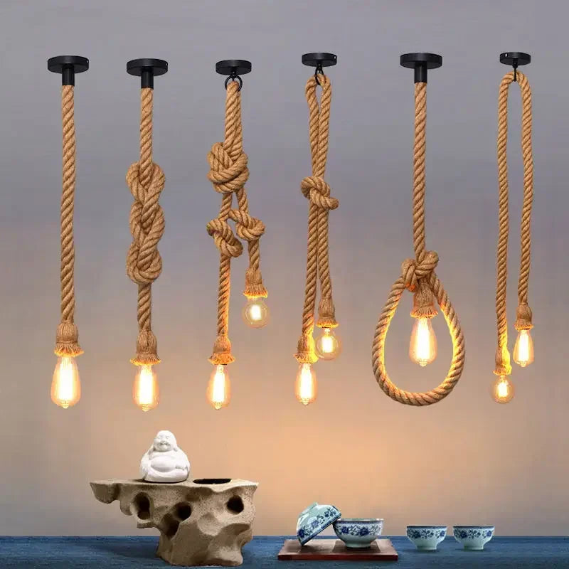 Vintage Rope Pendant Light for Creative Home Decor - Smarsty