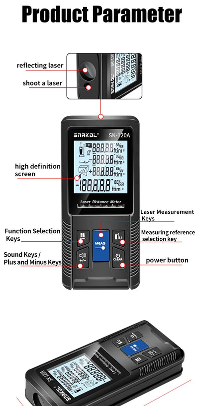 Snakol Laser Distance Meter with High Accuracy Rangefinder - Smarsty