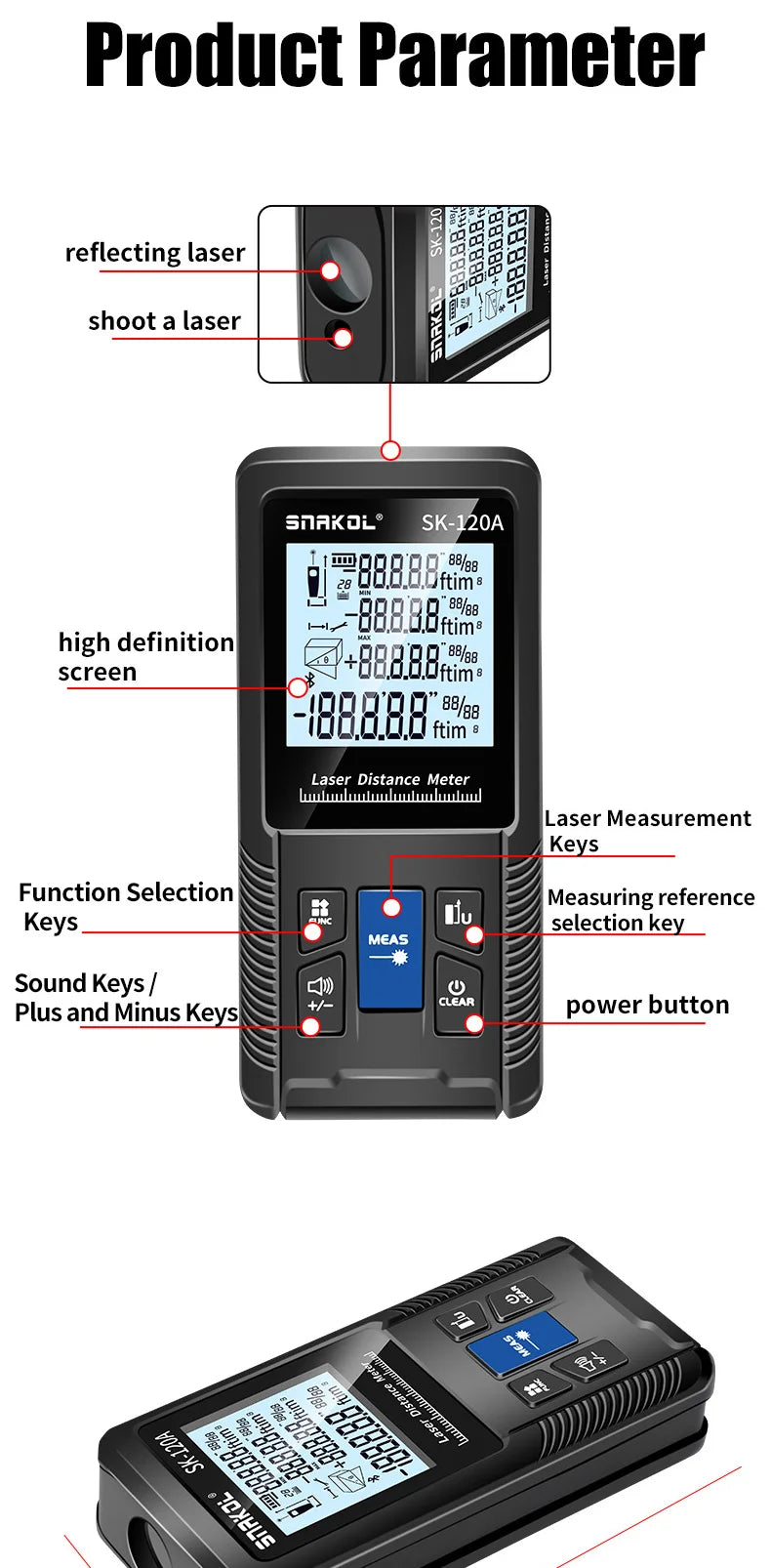 Snakol Laser Distance Meter with High Accuracy Rangefinder - Smarsty
