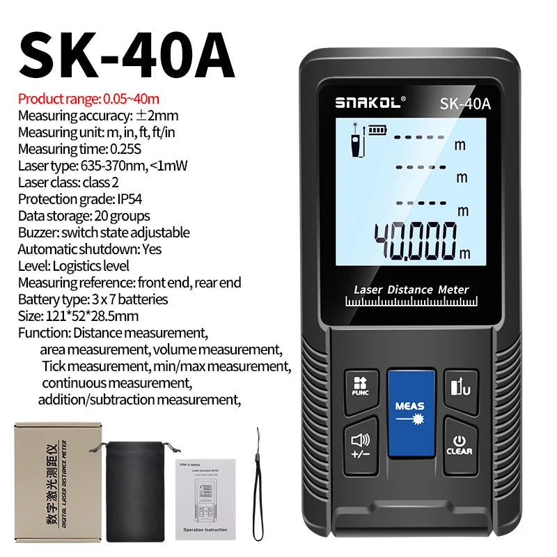 Snakol Laser Distance Meter with High Accuracy Rangefinder - Smarsty