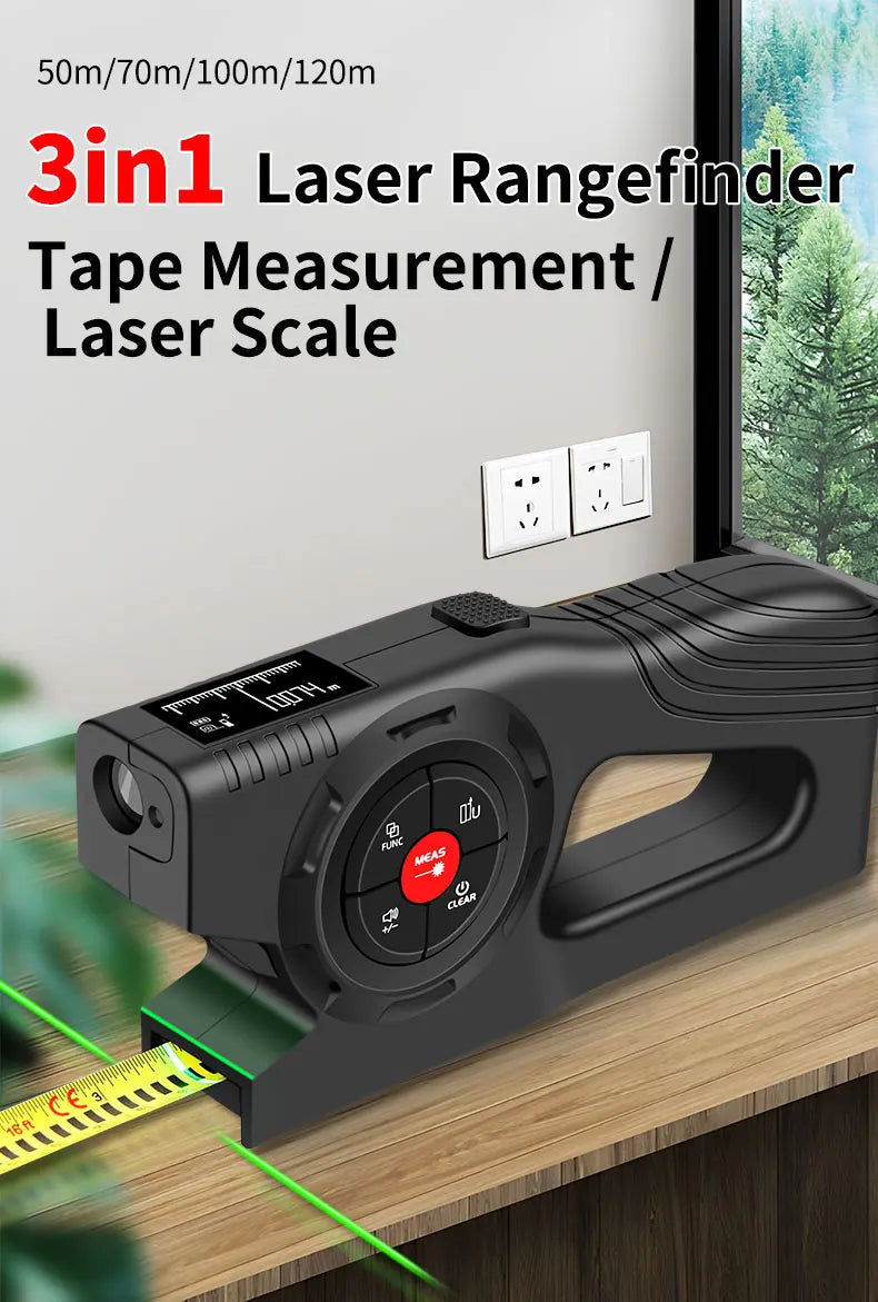 3 in 1 Laser Rangefinder with Backlight LCD Display - Smarsty