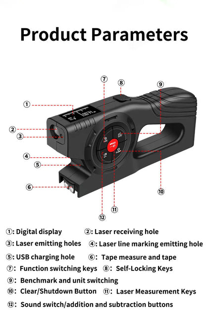 3 in 1 Laser Rangefinder with Backlight LCD Display - Smarsty