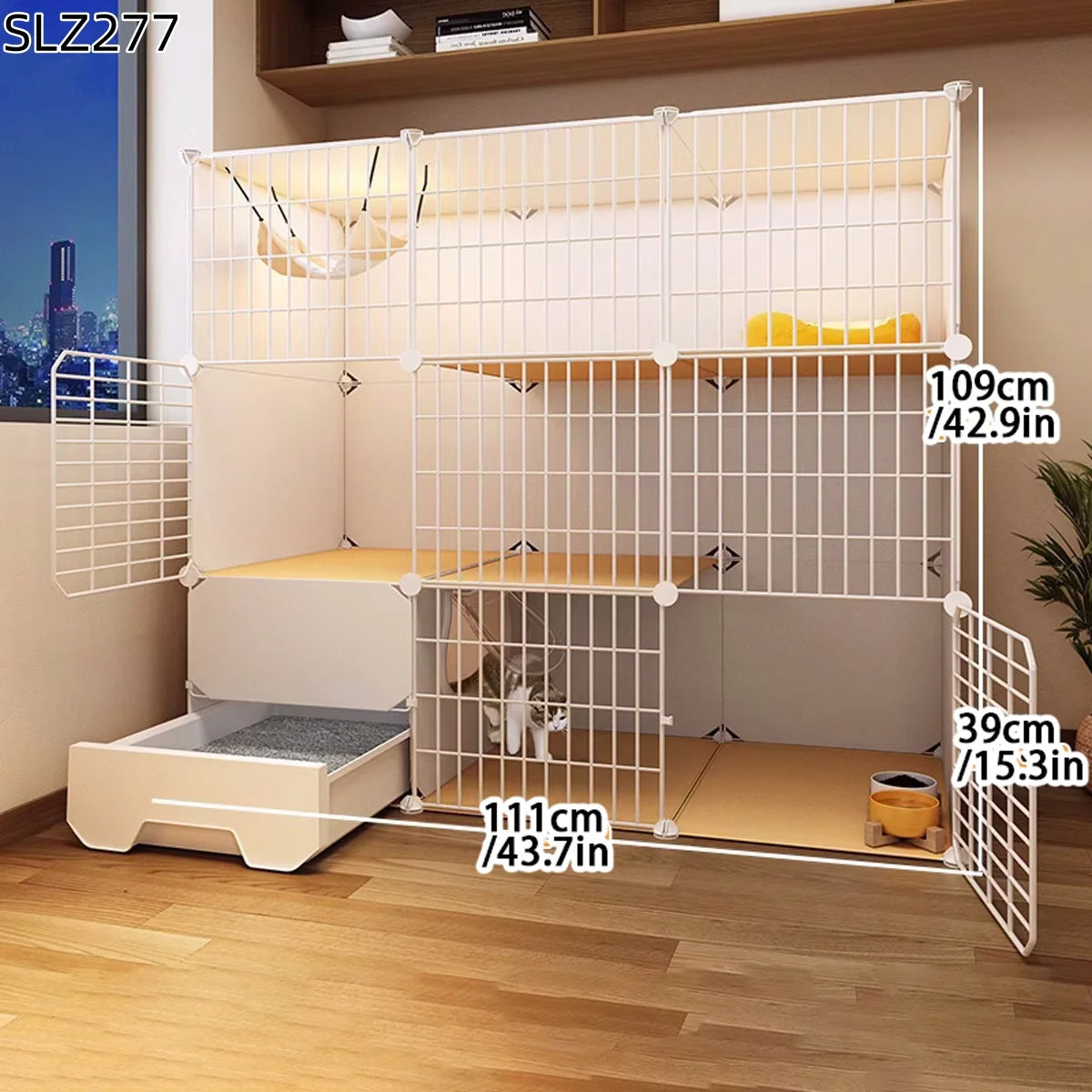 Extra Large Three-Story Cat Cage with Integrated Litter Box - Smarsty