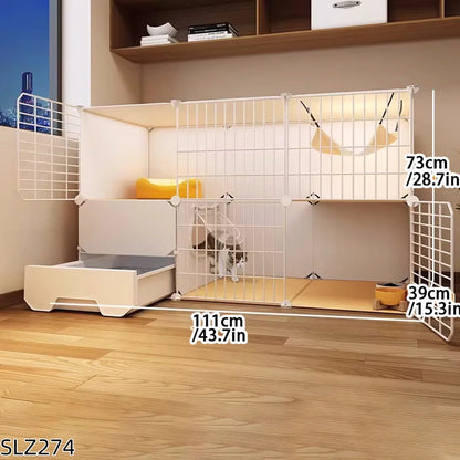 Extra Large Three-Story Cat Cage with Integrated Litter Box - Smarsty