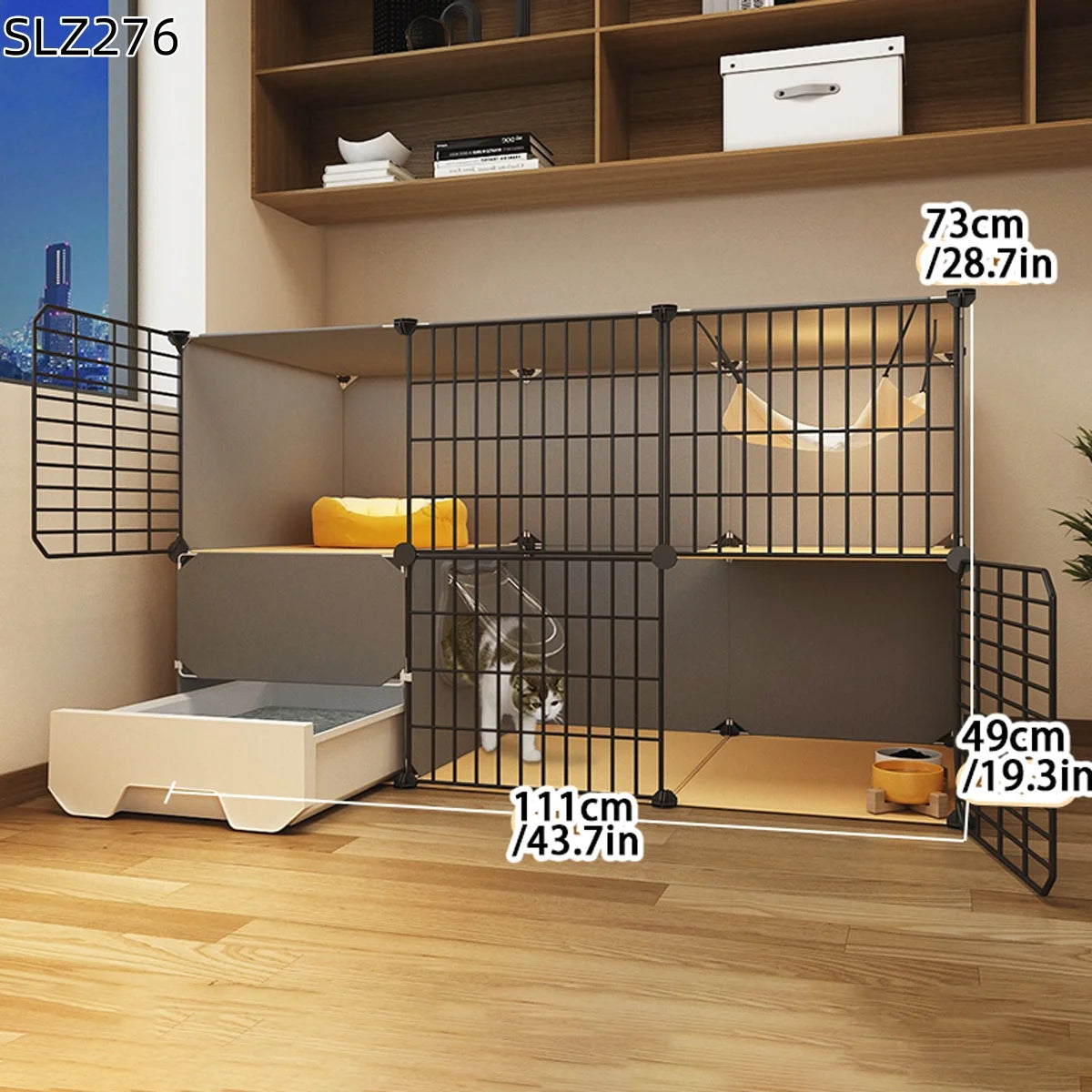 Extra Large Three-Story Cat Cage with Integrated Litter Box - Smarsty