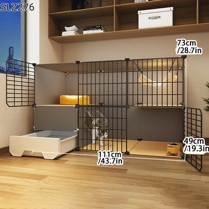 Extra Large Three-Story Cat Cage with Integrated Litter Box - Smarsty