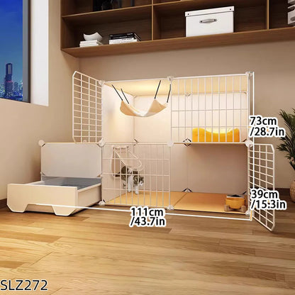 Extra Large Three-Story Cat Cage with Integrated Litter Box - Smarsty